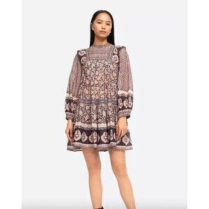 Sea New York Margo Floral Printed Cotton Mini Dress Ruffle Tiered XXS NEW 281978